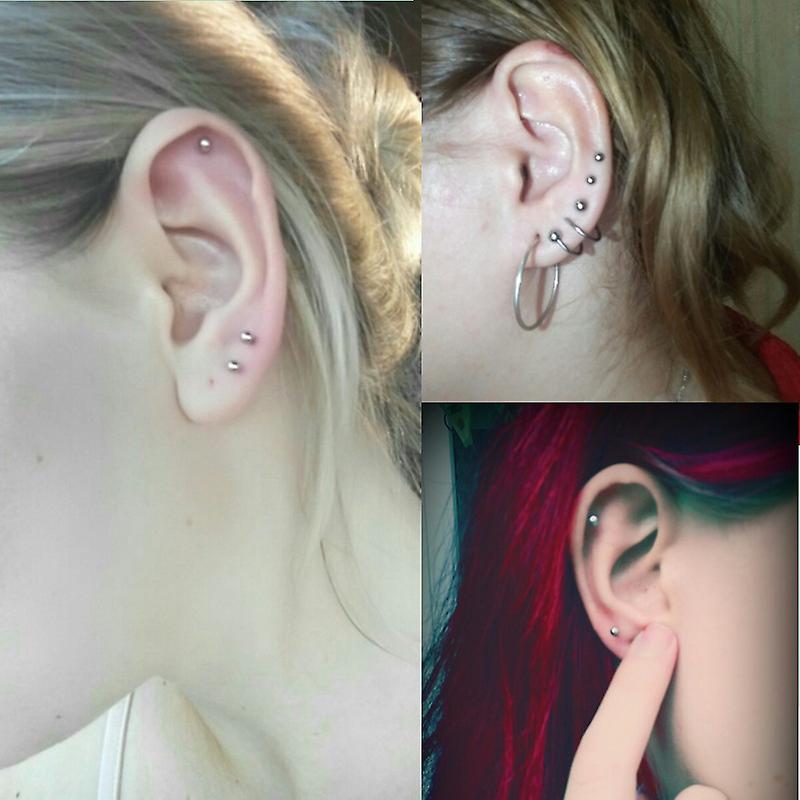 Piercing Tragus / Hélix Acier 316L Or Rose Couronne 3 Strass Blancs