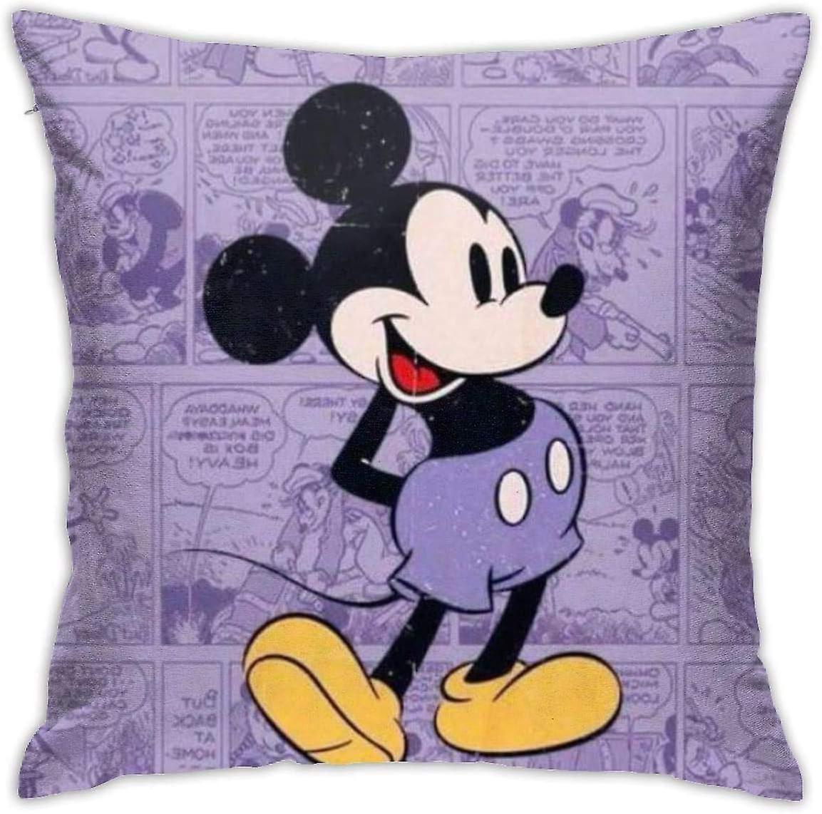 Soft Decorative Throw Pillow Cases Mickey Mouse Square Pillowcase Comfy Cushion Cover Luxury Pillow Cover for Sofa Bed Chair Car Home Decor -cp1346