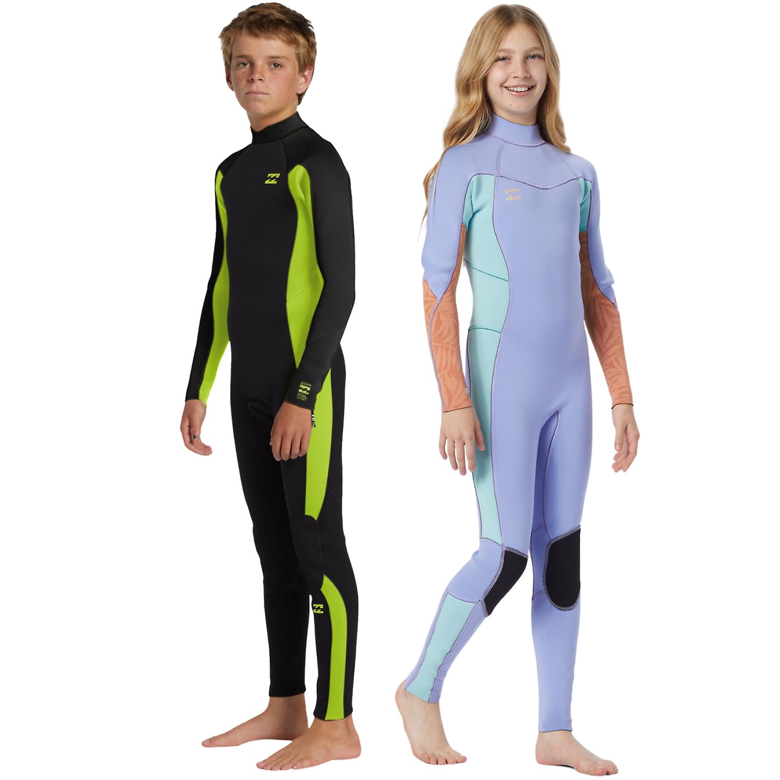 Billabong Kids 3/2mm احباط الظهر الرمز البريدي بأكمام طويلة بدلة غطس كاملة الطول