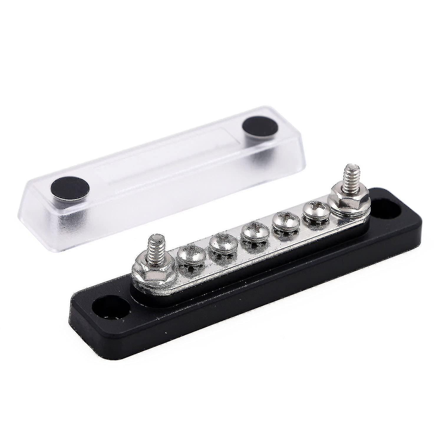 100 A Distribution Bar With 2 Studs, 5 Screws And Cover, 12 V 24 V 48 V Dc Jiujiuso