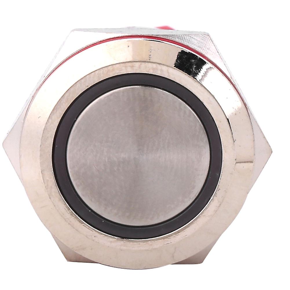 Metal Push Button Switch DC9~30V 19mm 1NO 1NC Self Locking Switch with Light Blue(Ring Flat Head Self locking )