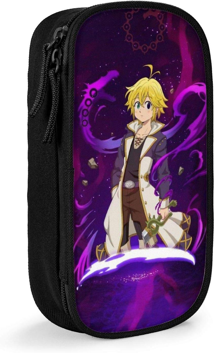 Meliodas The Seven Deadly Sins Pencil Case 3D Custom Printing Large Capacity Double Zipper Pen Bag For Office School Travel-Black SAOE014451