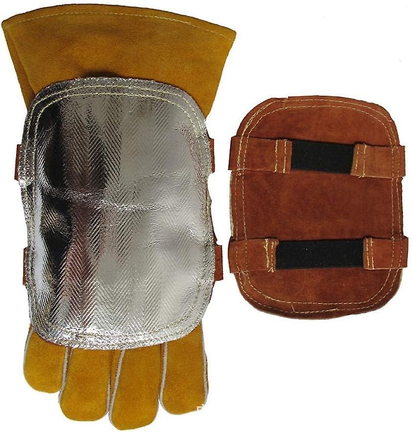 Welding Hand Pad, Reflective Aluminized Back Heat Shield, Split Cowhide Leather