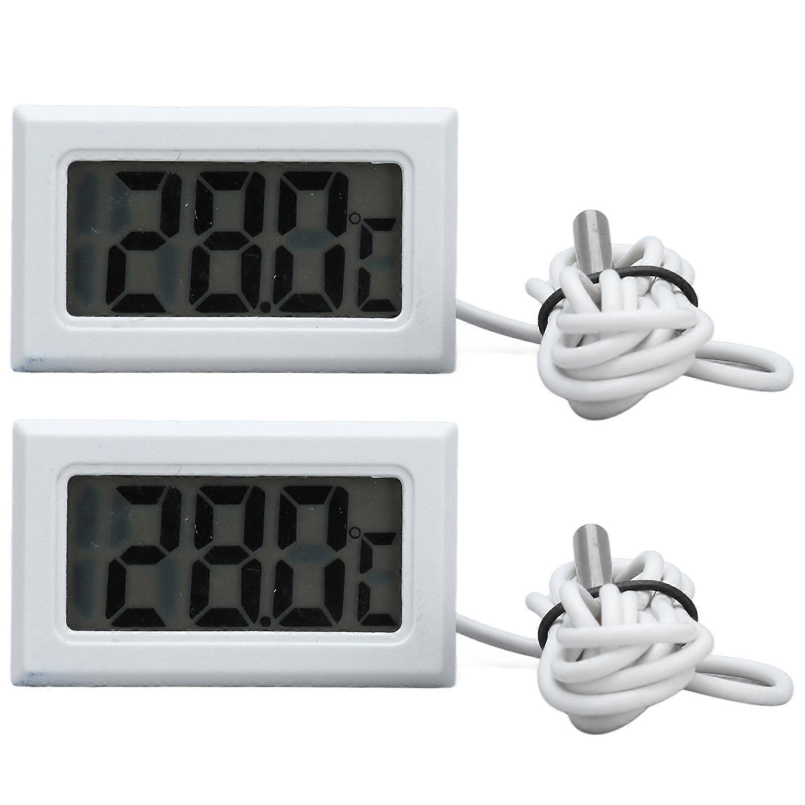 2Pcs Electronic Digital Thermometer Thermostat Temperature Meter 2s Refresh with ProbeWhite