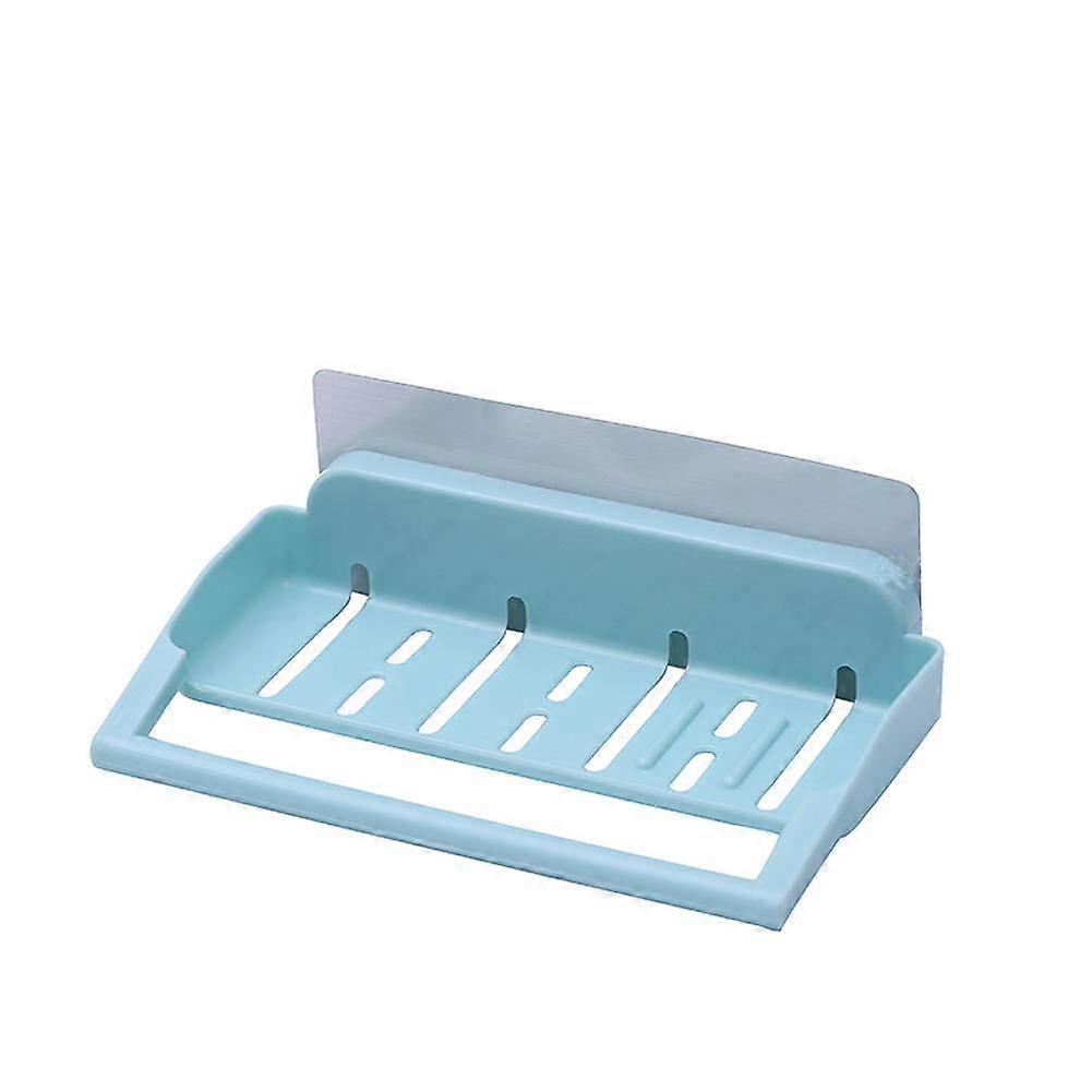 Plastic Adhesive Wall Storage Box Rack Space-Saving Kitchen Bathroom Organizer Holder(Blue)