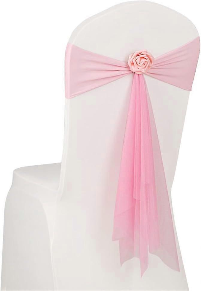 10 قطع دنة تمتد كرسي حزام الأورجانزا كرسي القوس حزام قابل للإزالة الزخرفية فو روز