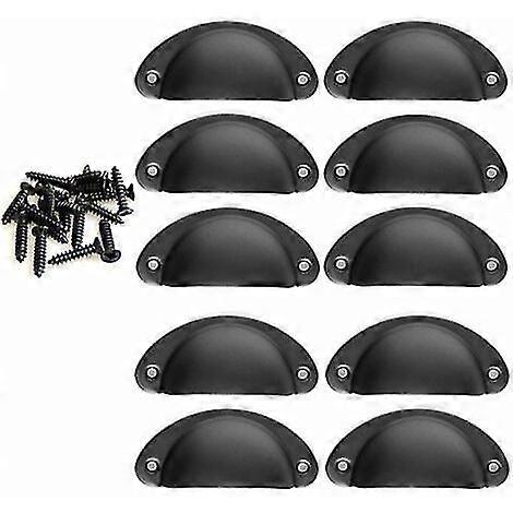 Vintage Shell Cabinet Handles - 10 Pack Black