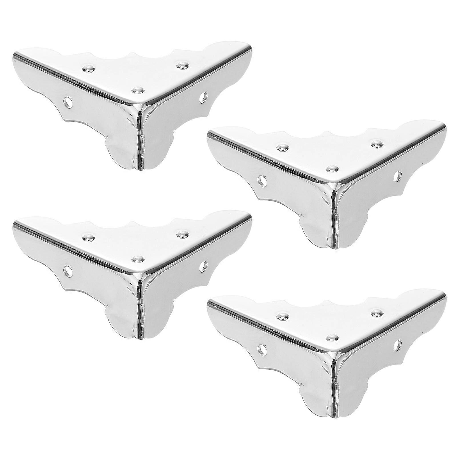 4 PCS Replacement Metal Guitar Box Corner Protector Guitar Case Corner Decorative Protector Cover (Silver)