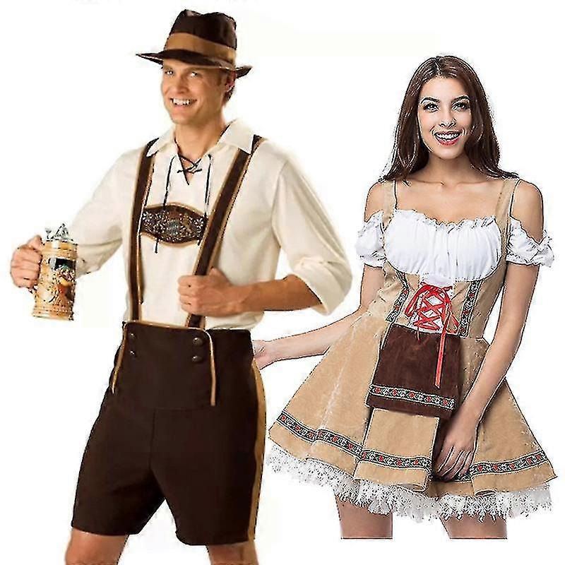 Tan Shan Traditional Couples Oktoberfest Costume Parade Tavern Bartender Waitress Outfit Cosplay Car