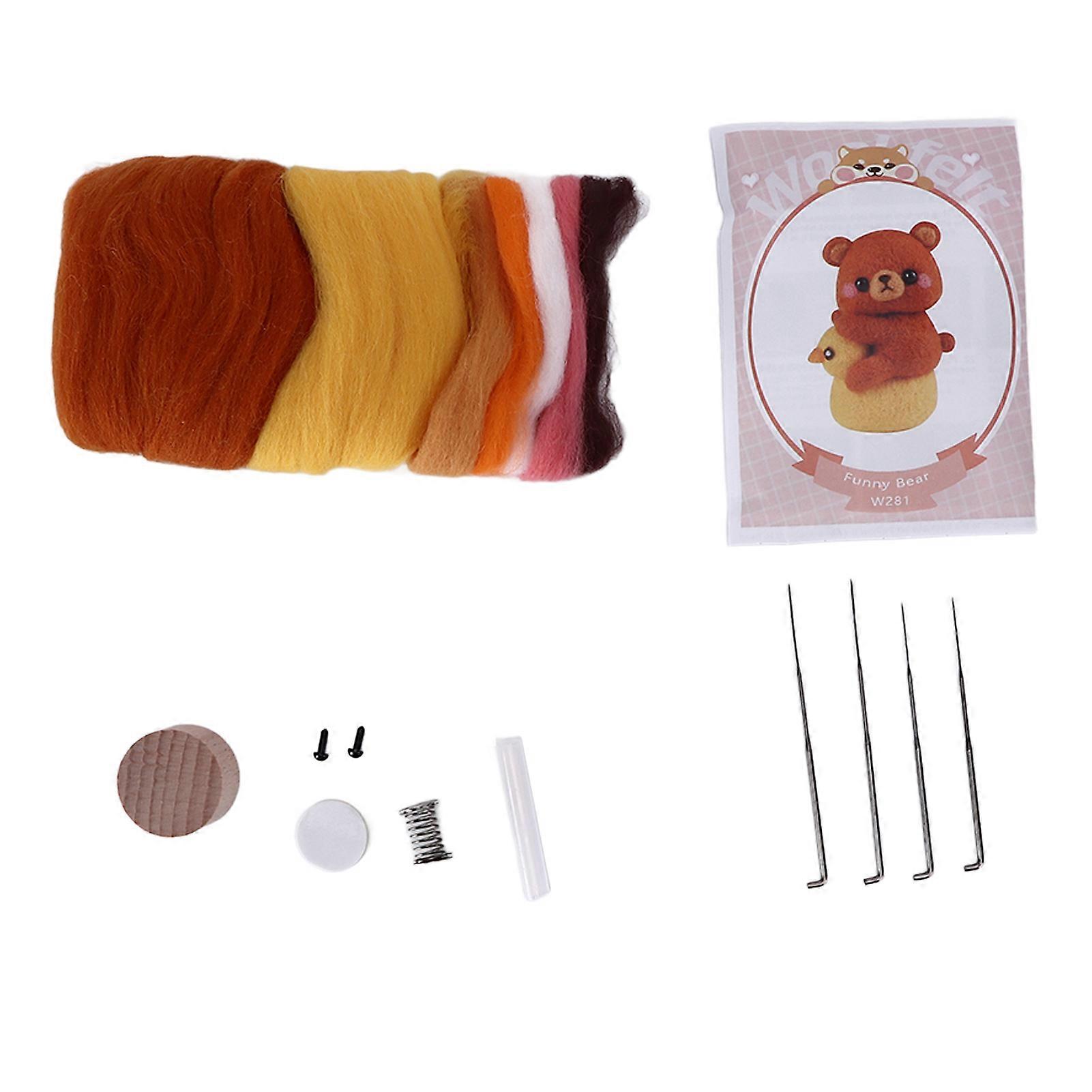 Needle Felting Kit Natural Material Easy Operation Safe Eco Friendly Relieve Pressure Felting Kit for Beginners