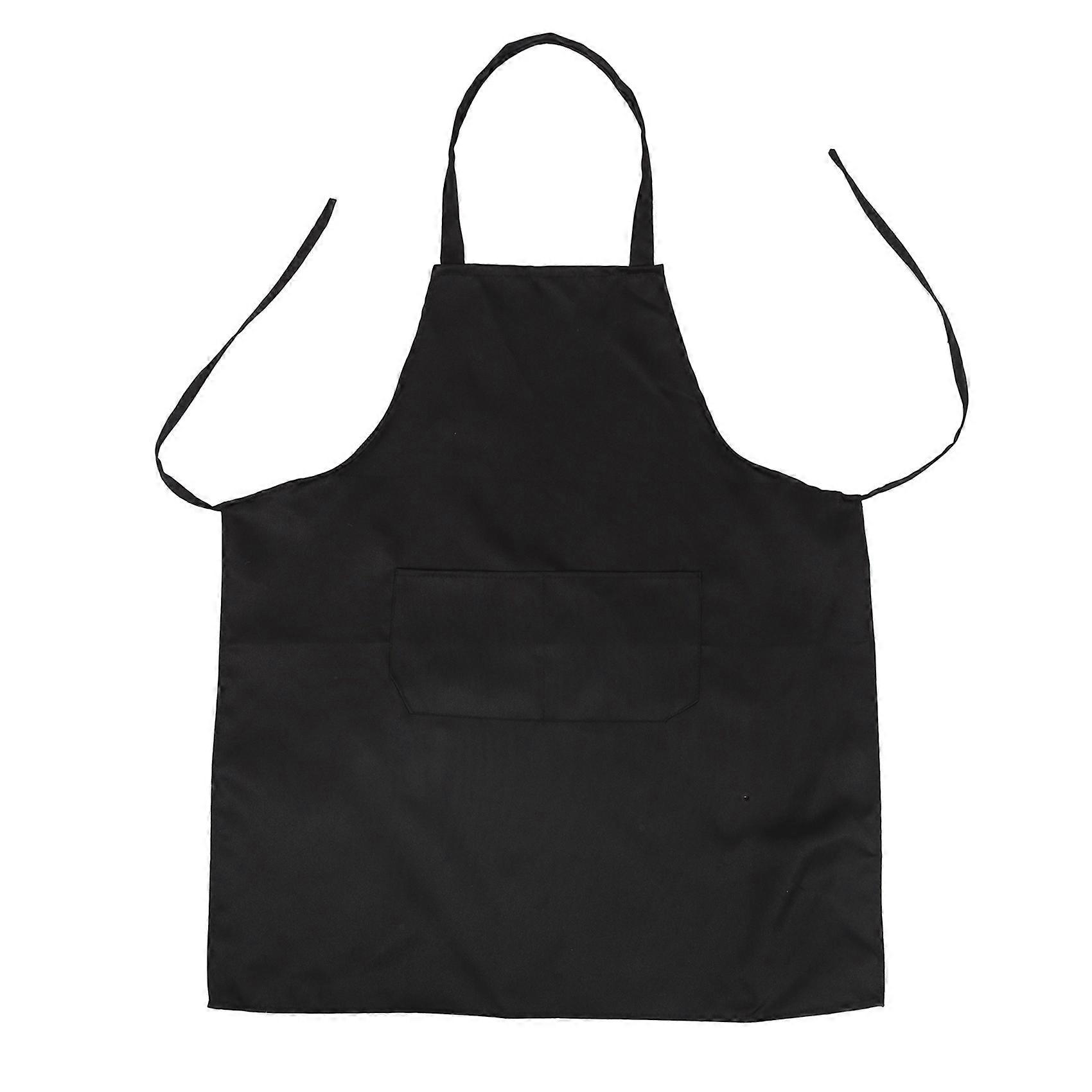 Unisex 2 Pocket Black Kitchen Apron Bib, One Size in Medium