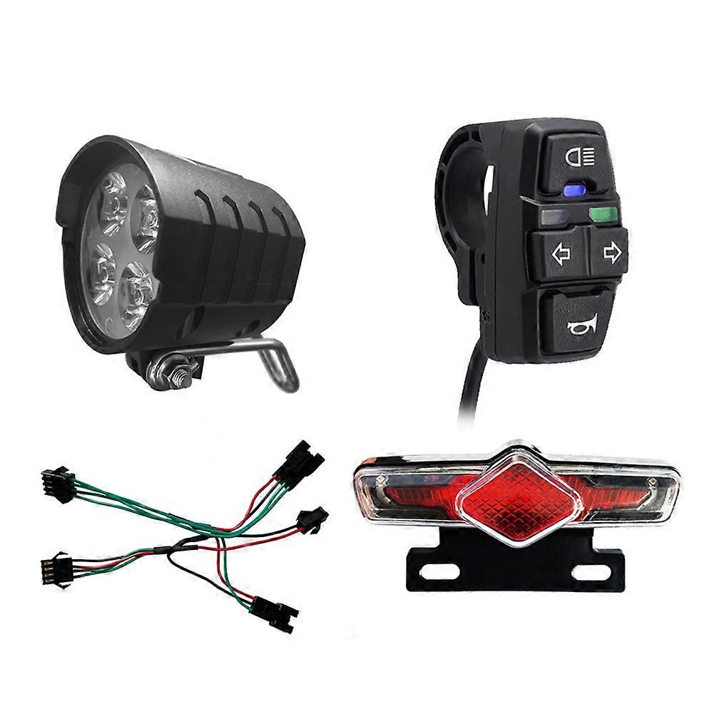 Bike Front and Ebike Rear Light Set Input 36V 48V 52V 60V with DK336 Light Horn Turning Switch E-Bi