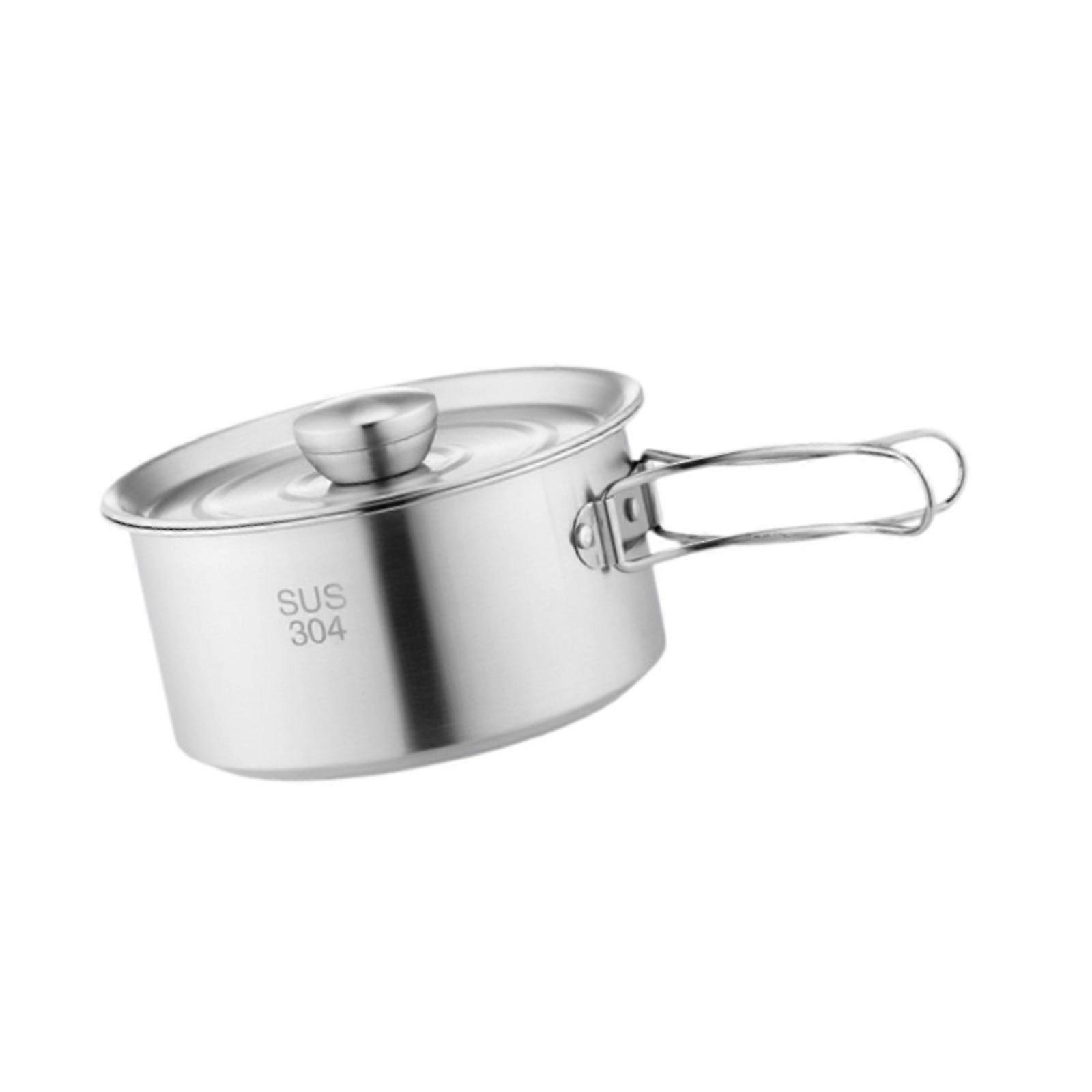 Kitchen Utensil Foldable Handle Stockpot with Lid for Picnics Hiking Fishing 1600ML