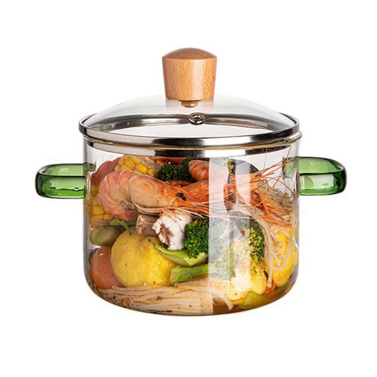 High Borosilicate Glass Simmer Pot Dust-proof Ergonomic With For Use On Open And Gas Stovetops