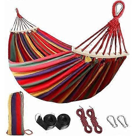 Hammock-Thickened 200*150 Double Curved Stick Rainbow Strip (Place an order and consult customer service plus a pair of black straps 6.5)