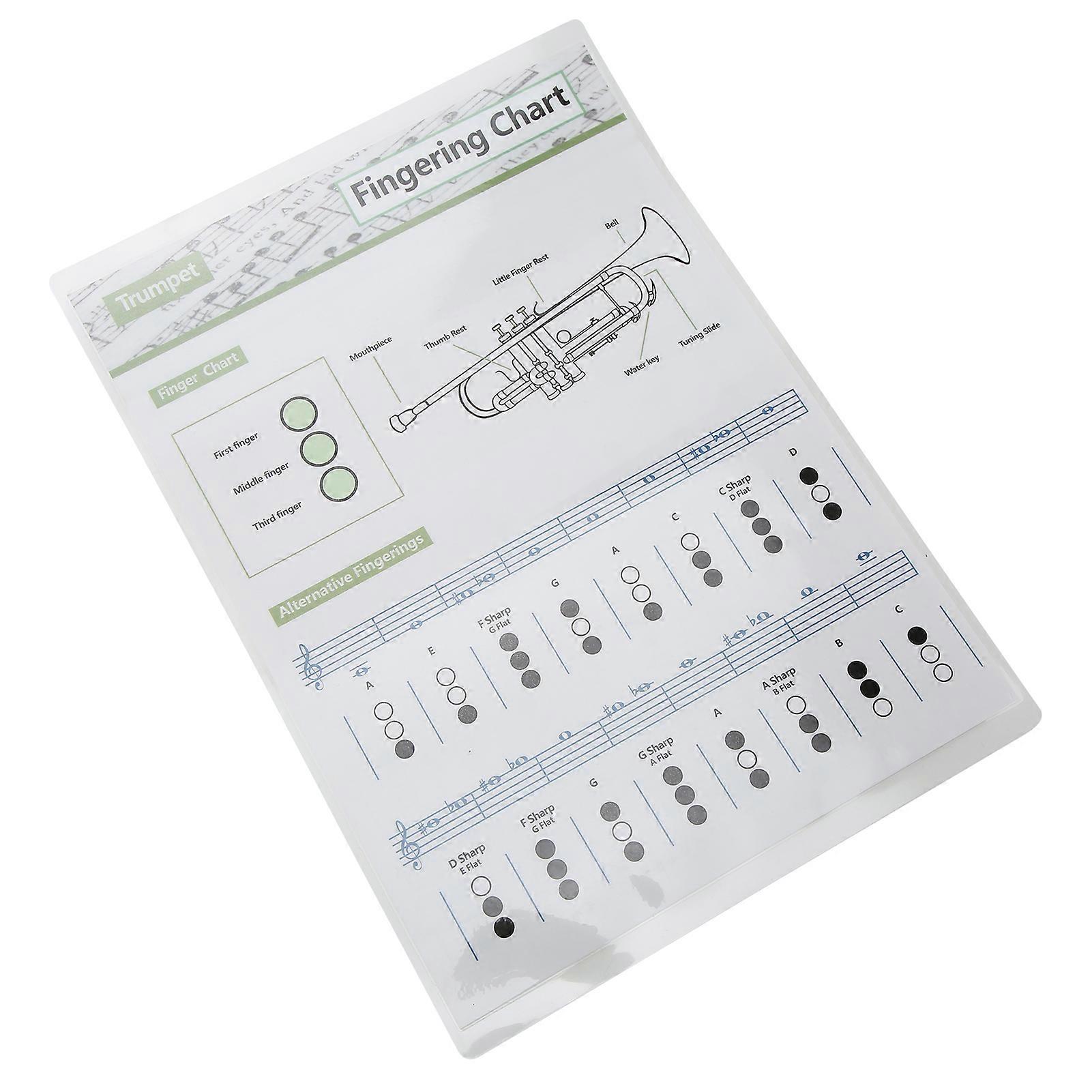 Trumpet Chord Chart Fingering Note Music Instrument Reference Guide for ...