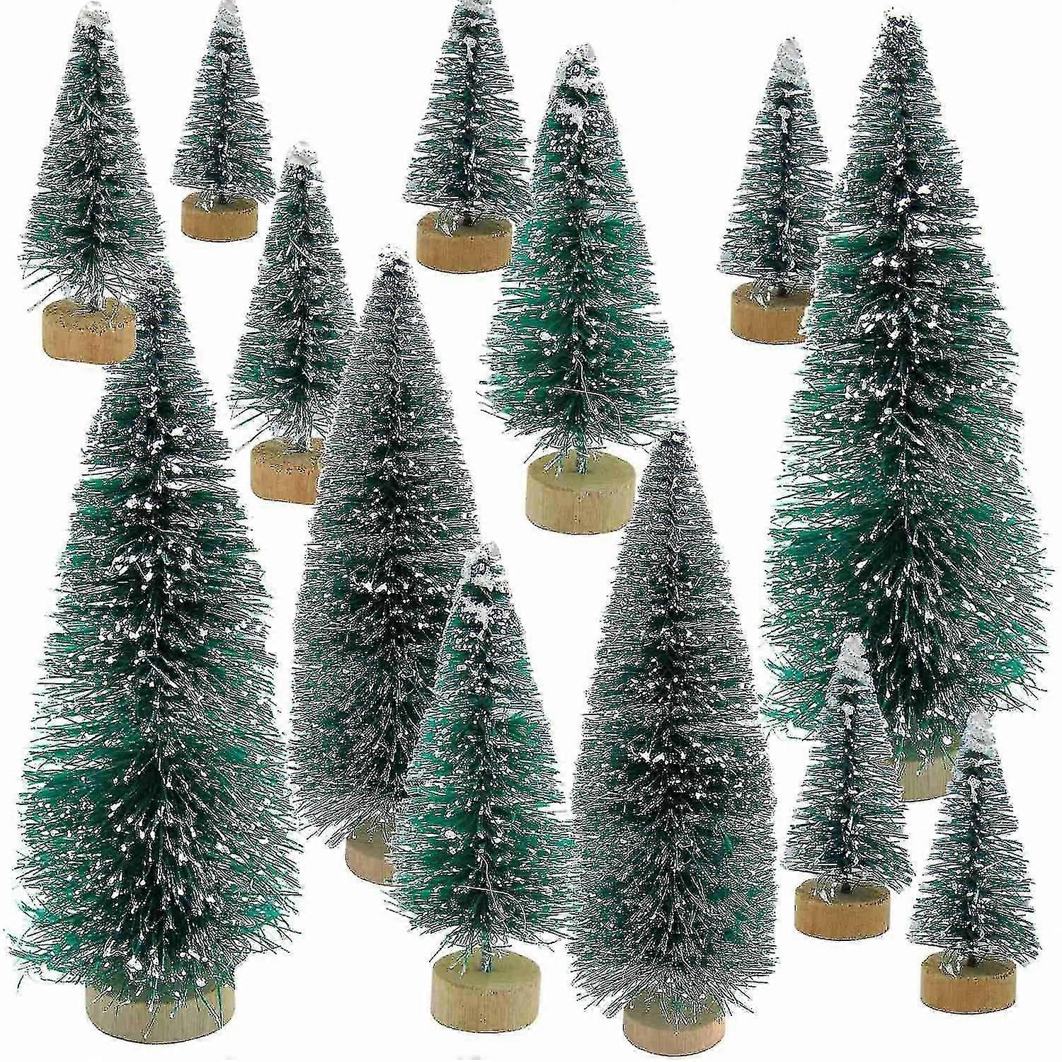 34 Pcs Mini Snow Frost Small Pine Tree Diy Craft Desktop Decoration Christmas Ornaments Tree Decora