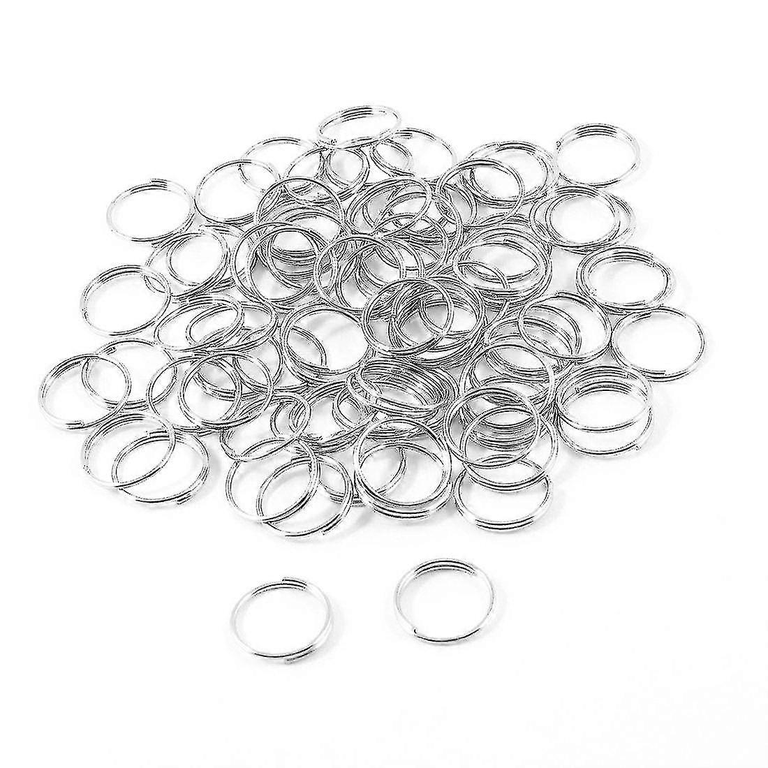 10mm Dia Silver Tone Metal Split Loop Key Rings Holders Replacement 80 Pcs