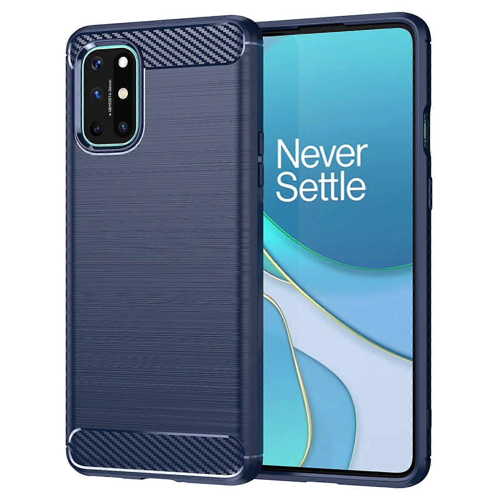 for OnePlus 8T Carbon Fiber Texture TPU Case Flexible Ultra Thin Anti-Fall Phone Cover with Brushed Surface