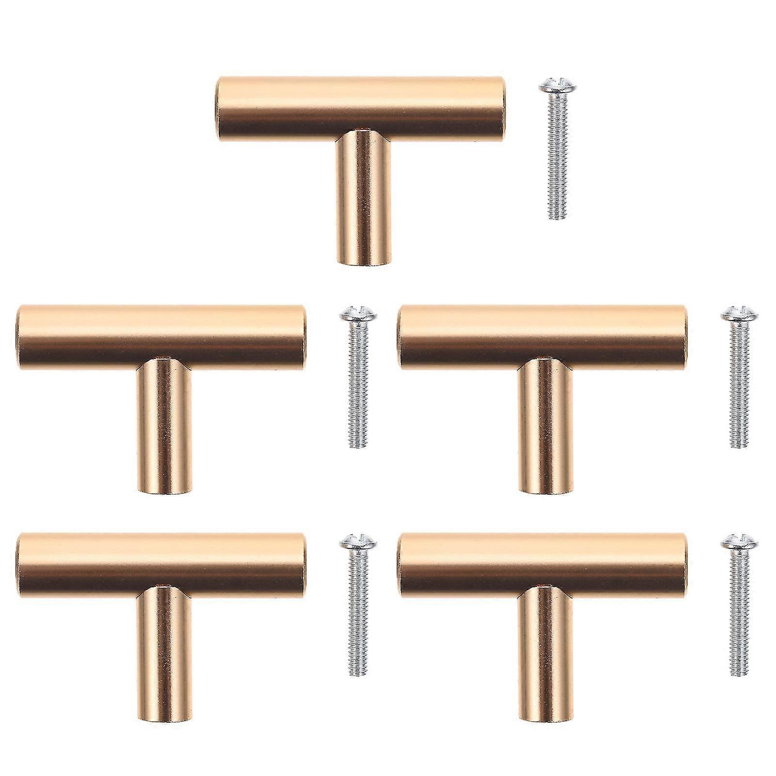 5pcs Single Hole Drawer Pulls Handle Modern T Bar Pull Knobs Cupboard Hardwares