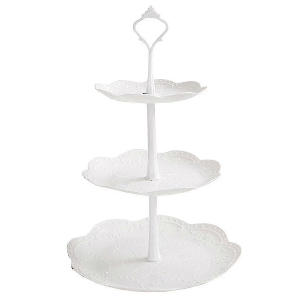 Vit tårtställ runt display för party heminredning, 3-nivå stativ