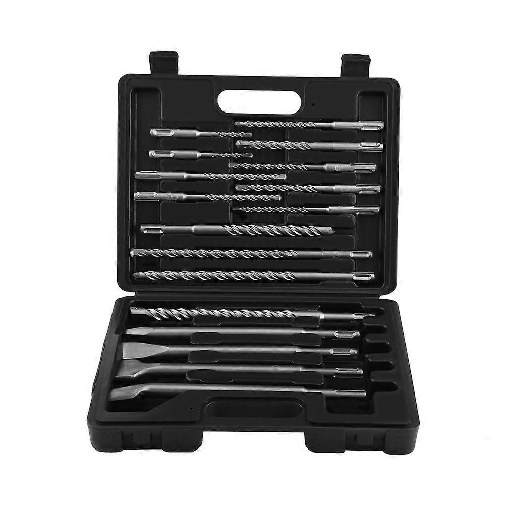 17pcs Drill Bits and Chisels Set for Electric Rotary Hammers Concrete Drilling Grooving Tools