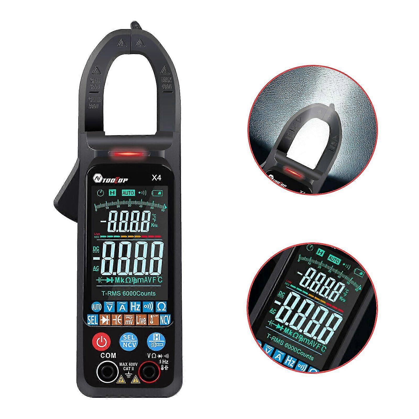 Abs 400a 600v digital clamp meter color large screen multimeter 6000 counts ncv ac voltage tes