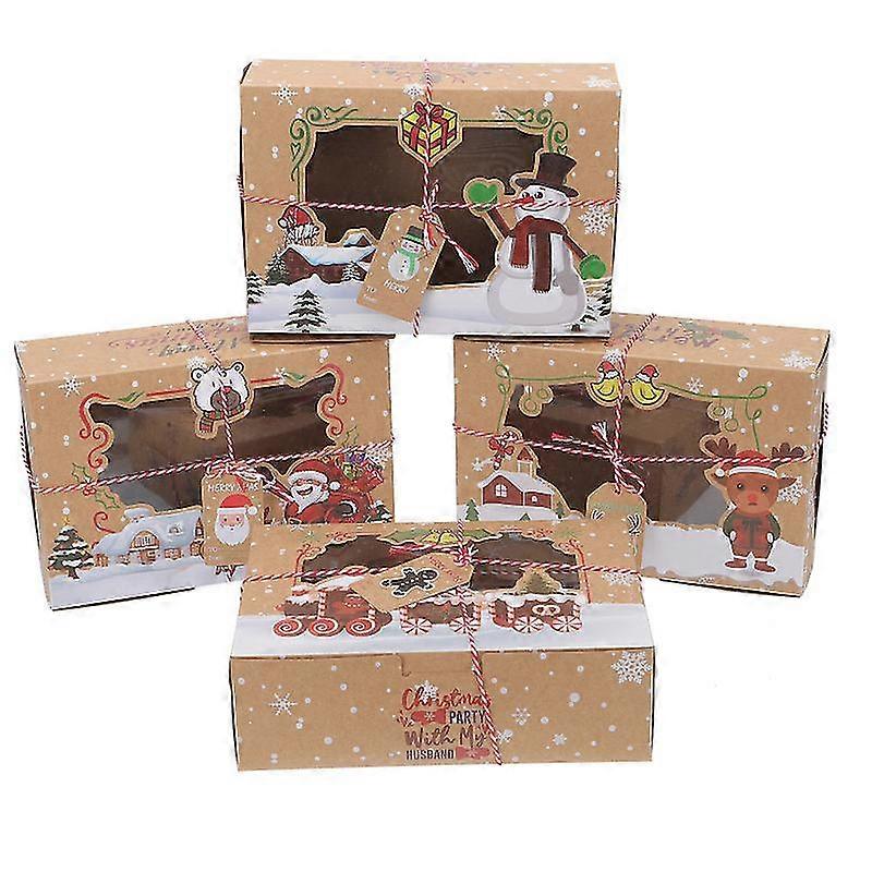 12pcs delicate christmas humanoid gingerbread storage boxes kraft paper boxes