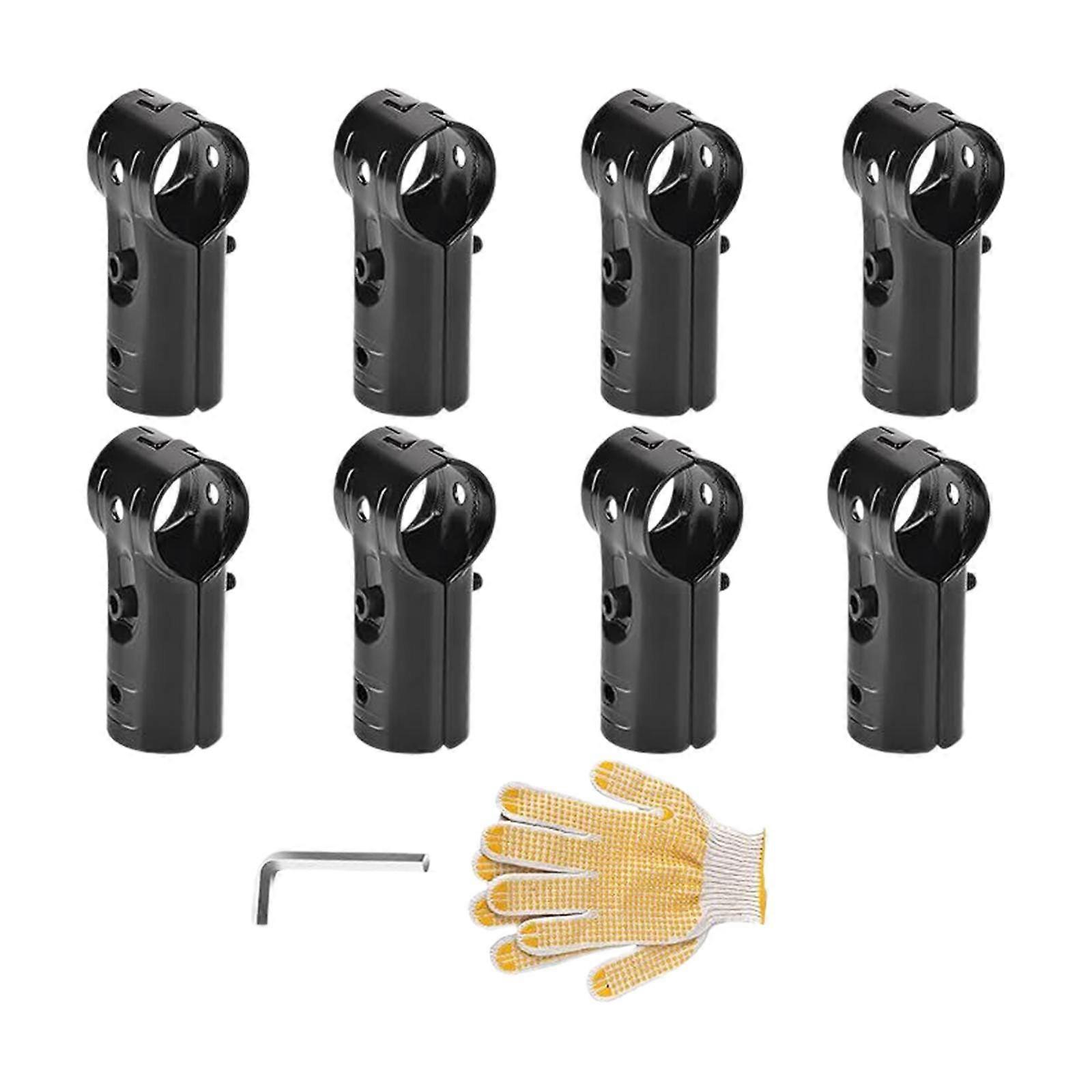 8 Pieces T Pipe Clamp Connector Accessories with Wrench Glove Tube Connector