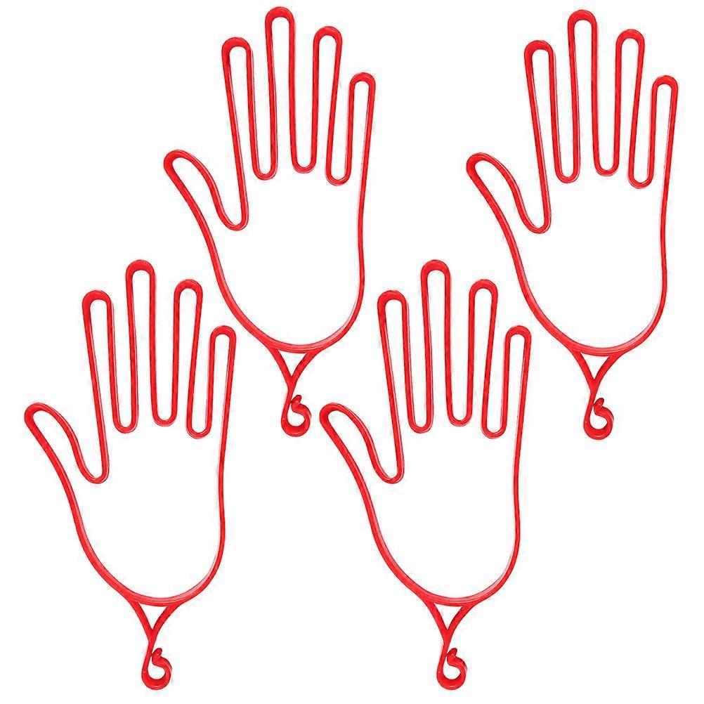 4pcs Use Hand Shape Plastic Glove Rack Drying Frame Retaining Bracket Glove Hanger Stretcher (Red)