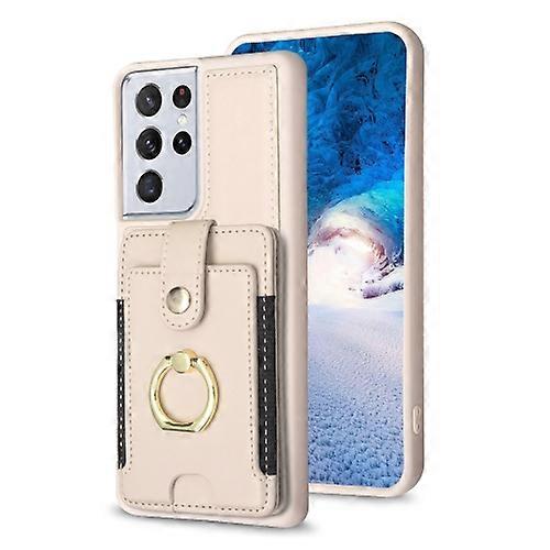 For Samsung Galaxy S21 Ultra 5G BF27 Metal Ring Card Bag Holder Mobile Phone Case