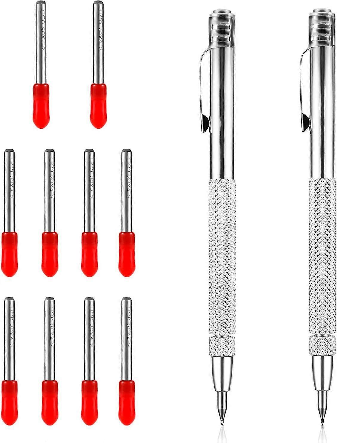 2pcs Tungsten Carbide Scriber Tip with Magnet, Engraving Pen Glass Engraving Pen Scriber Tip Scriber Tool with 10pcs Replacement Tips for Stainless St