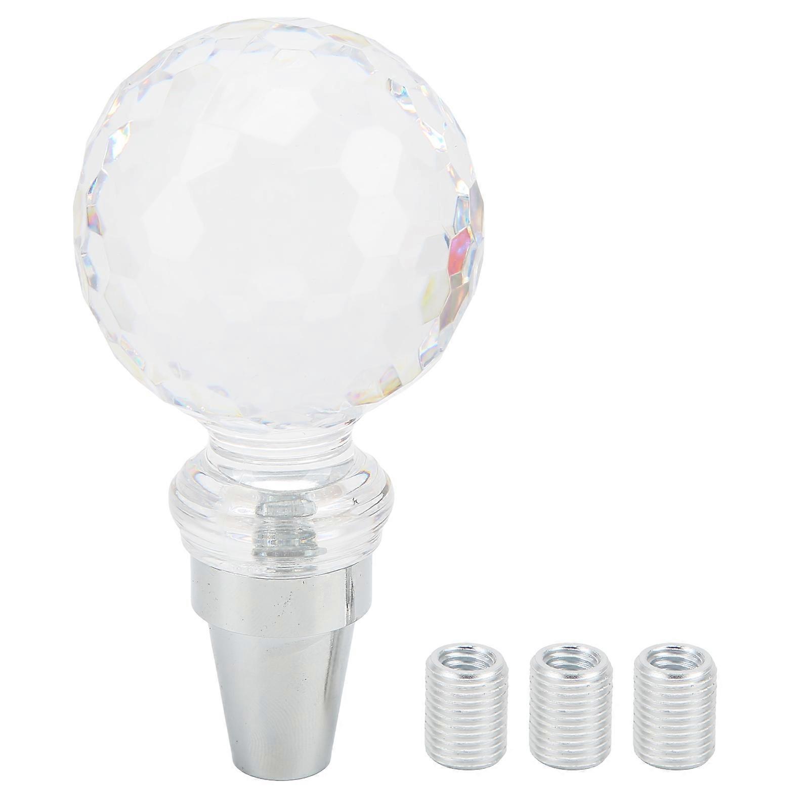 Crystal Gear Shift Lever Knob Ball Shape Universal for Manual Transmission Car with 3 AdaptersType A