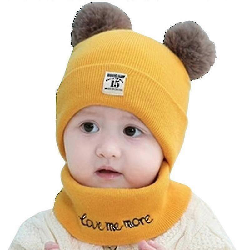 Baby Knitted Pom Pom Bobble Hat And Snood Scarf Boy Girl Toddler Beanie Set