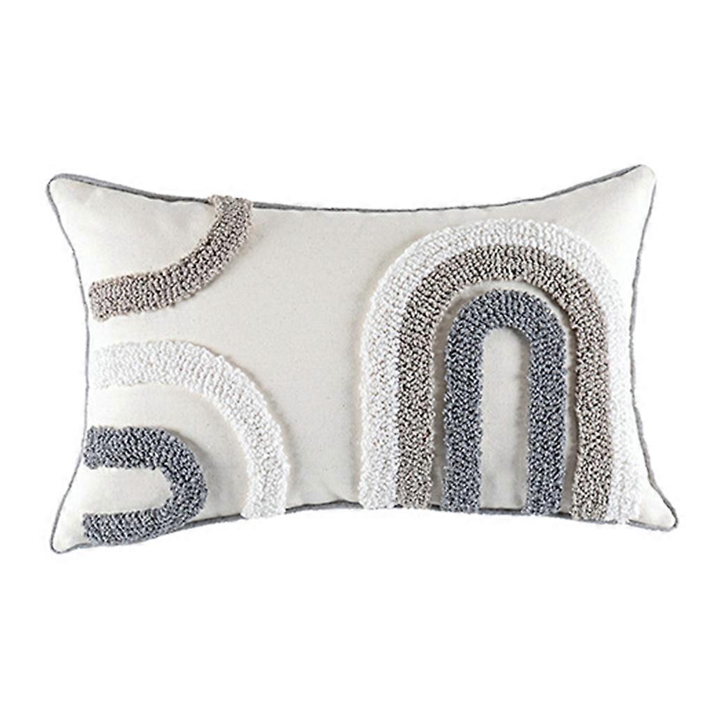 Nordic Style Modern Macrame Tufted Throw Pillow for Case Boho Chic Irregular Geometric Circle Pattern Decorative Cushion Cover for Sofa Couch Bed Car