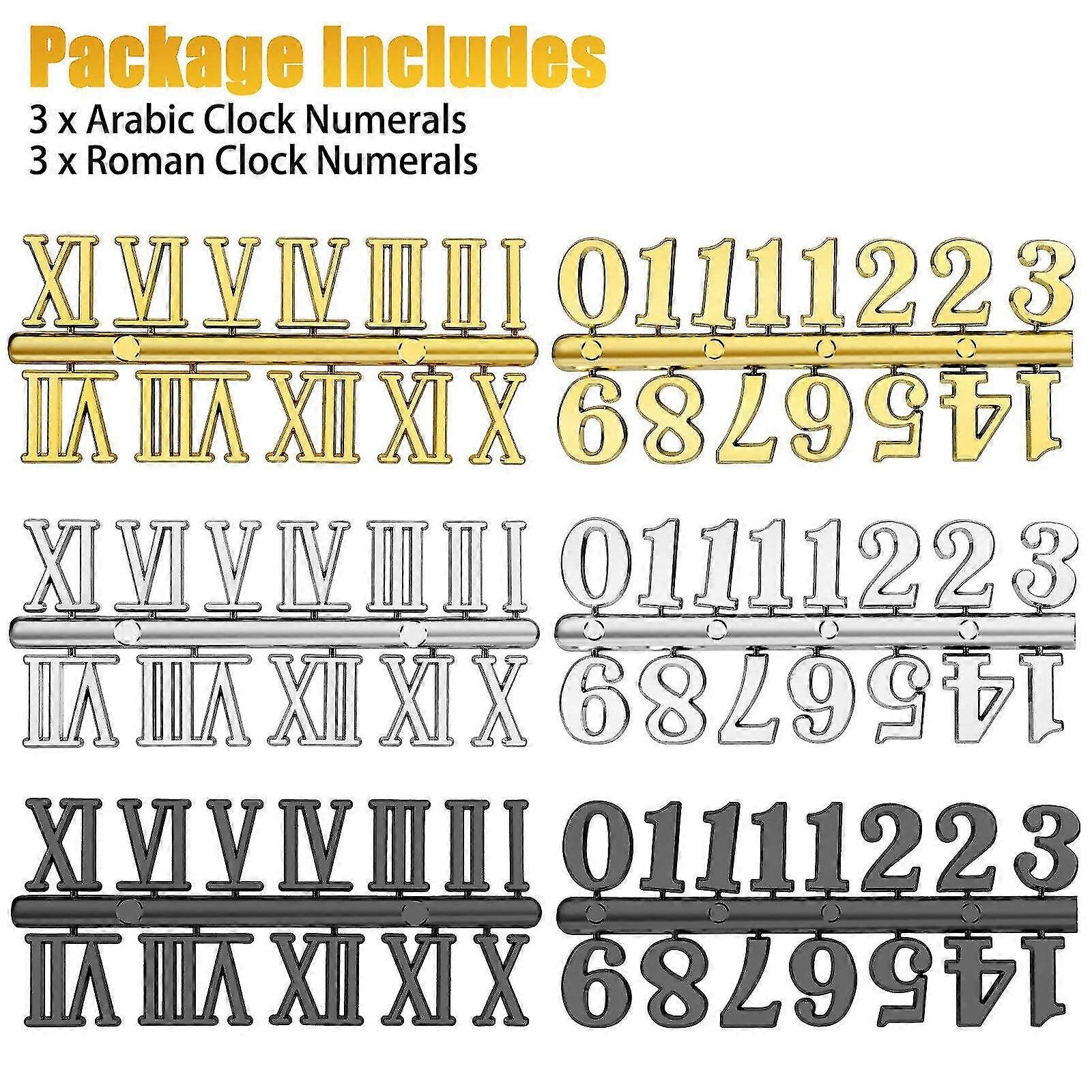 6pcs Plastic Clock Numerals Kit Arabic Number Digital Clock Numbers Clock Roman Number