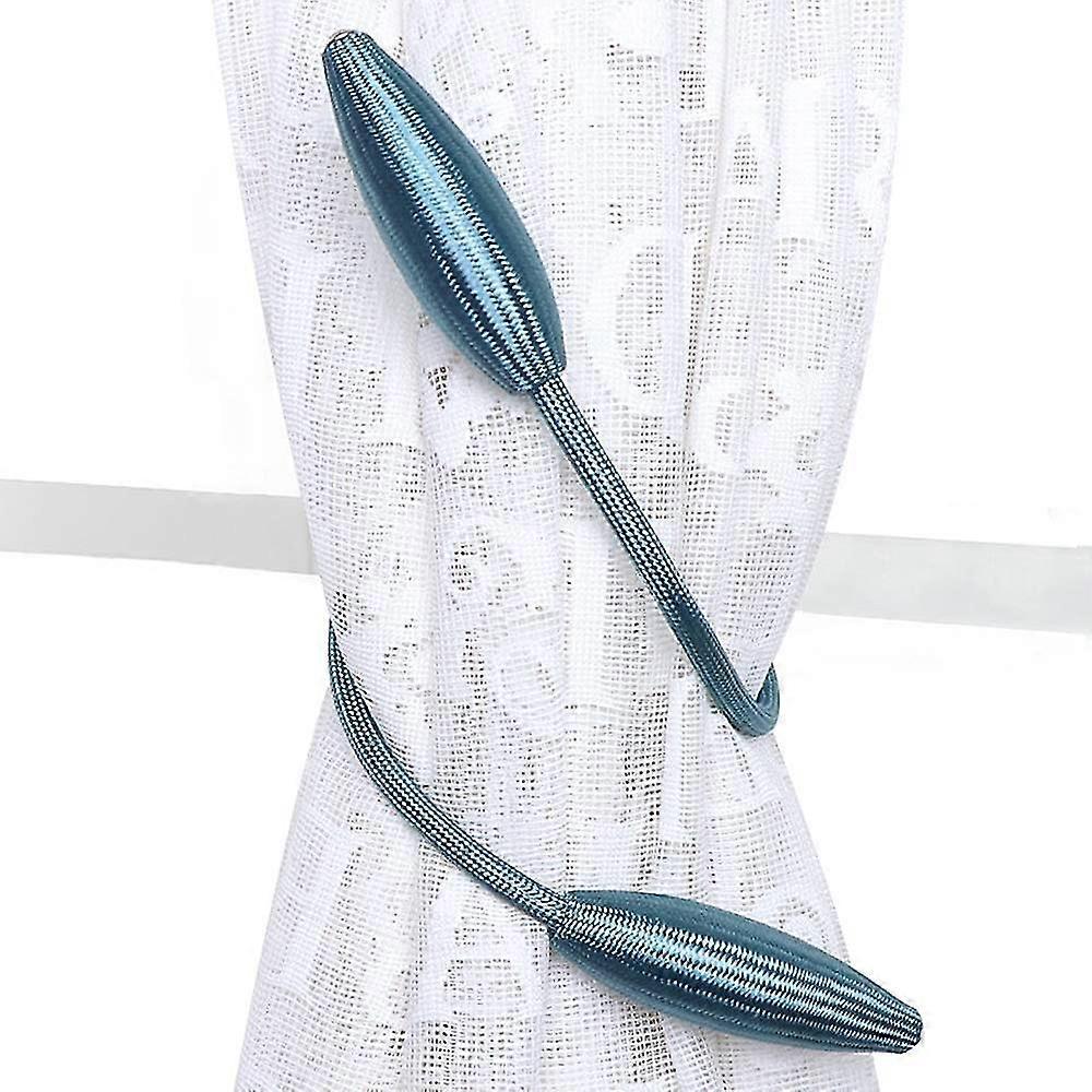 2pack Curtain Tiebacks Clips/decorative Rope Holdbacks,creative Window Drape Twist Tie, Curtain Holders (blue)