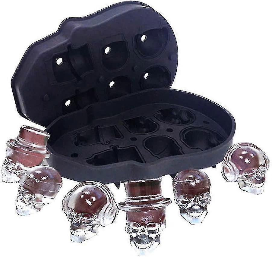 3d Skull Ice Cube Tray With Lid, Silicone Ice Cube Moulds Maker,freezer Tray