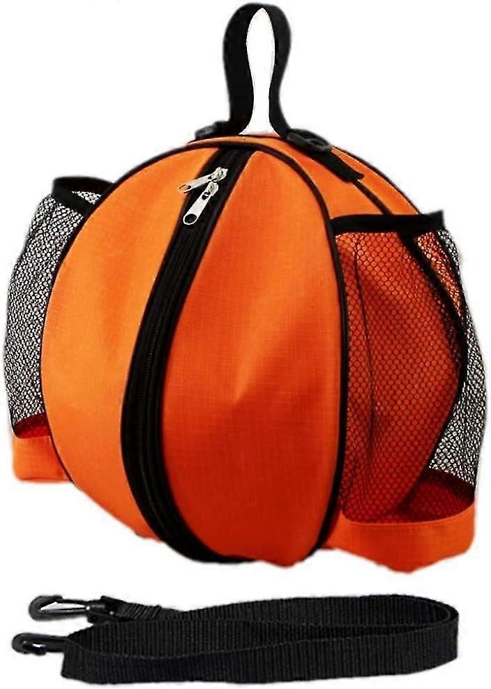 Orange Shoulder Bag For Basketball Football , Basketball Carry Bag With Side Net Pockets