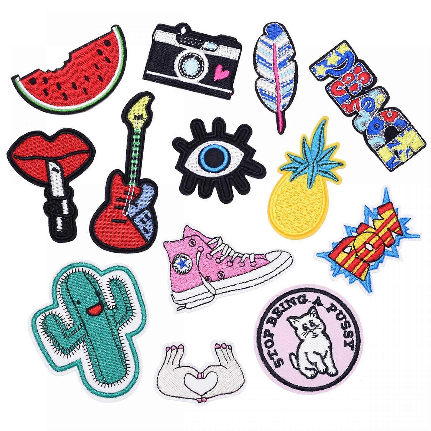 13pcs cute cartoon fabric stickers