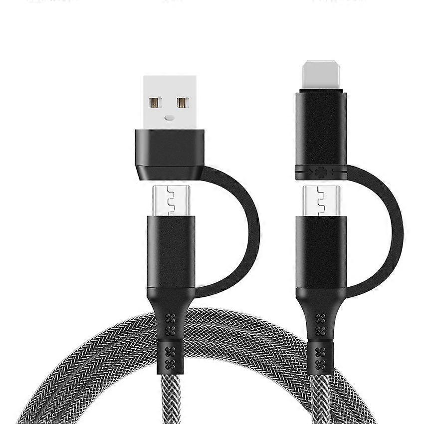 60W USB C to Multi Charging Cable, 4 in 1 Nylon Braided PD & QC 3A Fast Charging Cord