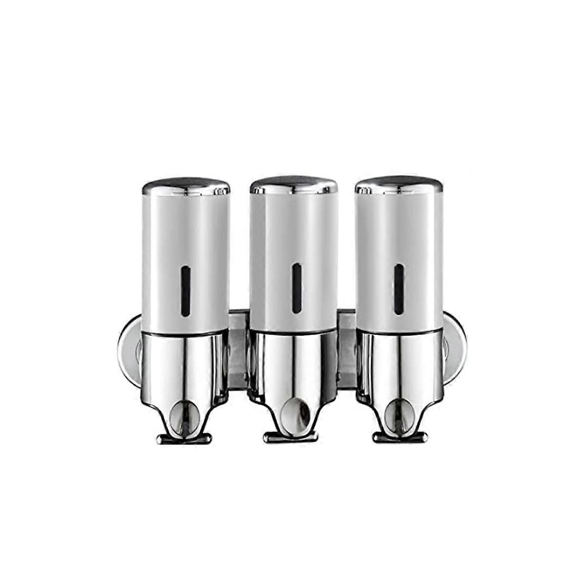 500Ml Soap Dispenser for Bathroom and Kitchen, Shampoo Dispenser Drill Free with Adhesive Silver