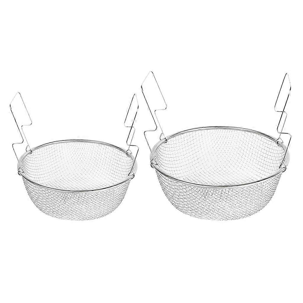2pcs Stainless Fine Mesh Strainer Kitchen Colander Sieve Sifter Round