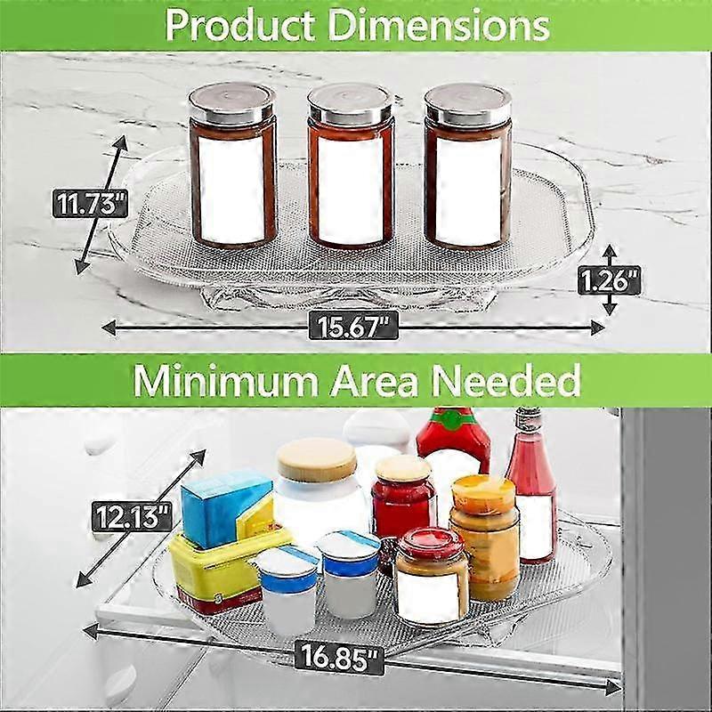 Turntable Organizer for Refrigerator 360 Rotatable Rectangle Storage Rack Clear Turntable Rack for