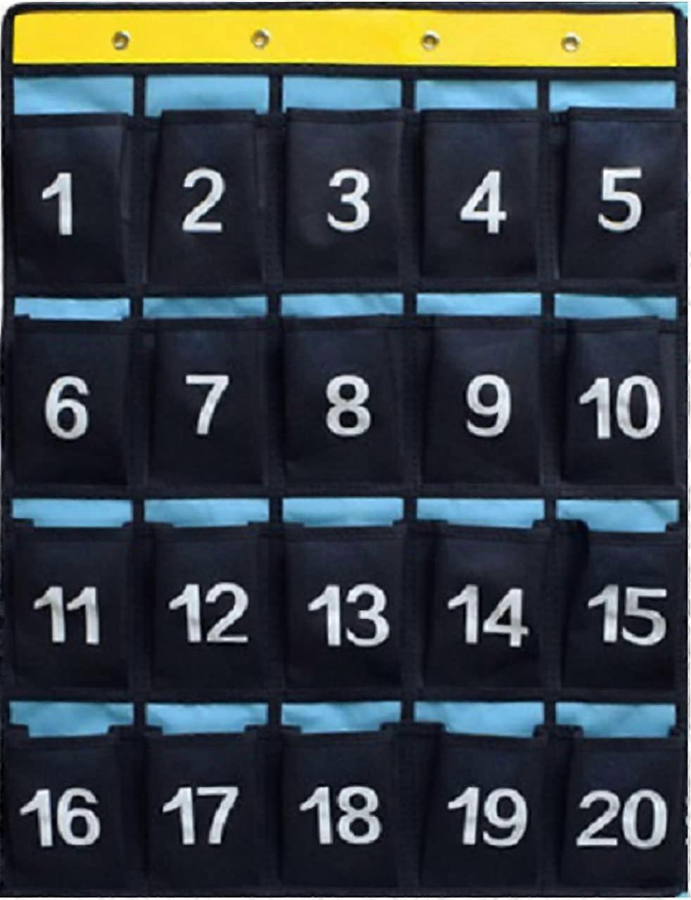 Wall Numbered Pocket Board For Phone Calculator Support 42 Blue Pockets