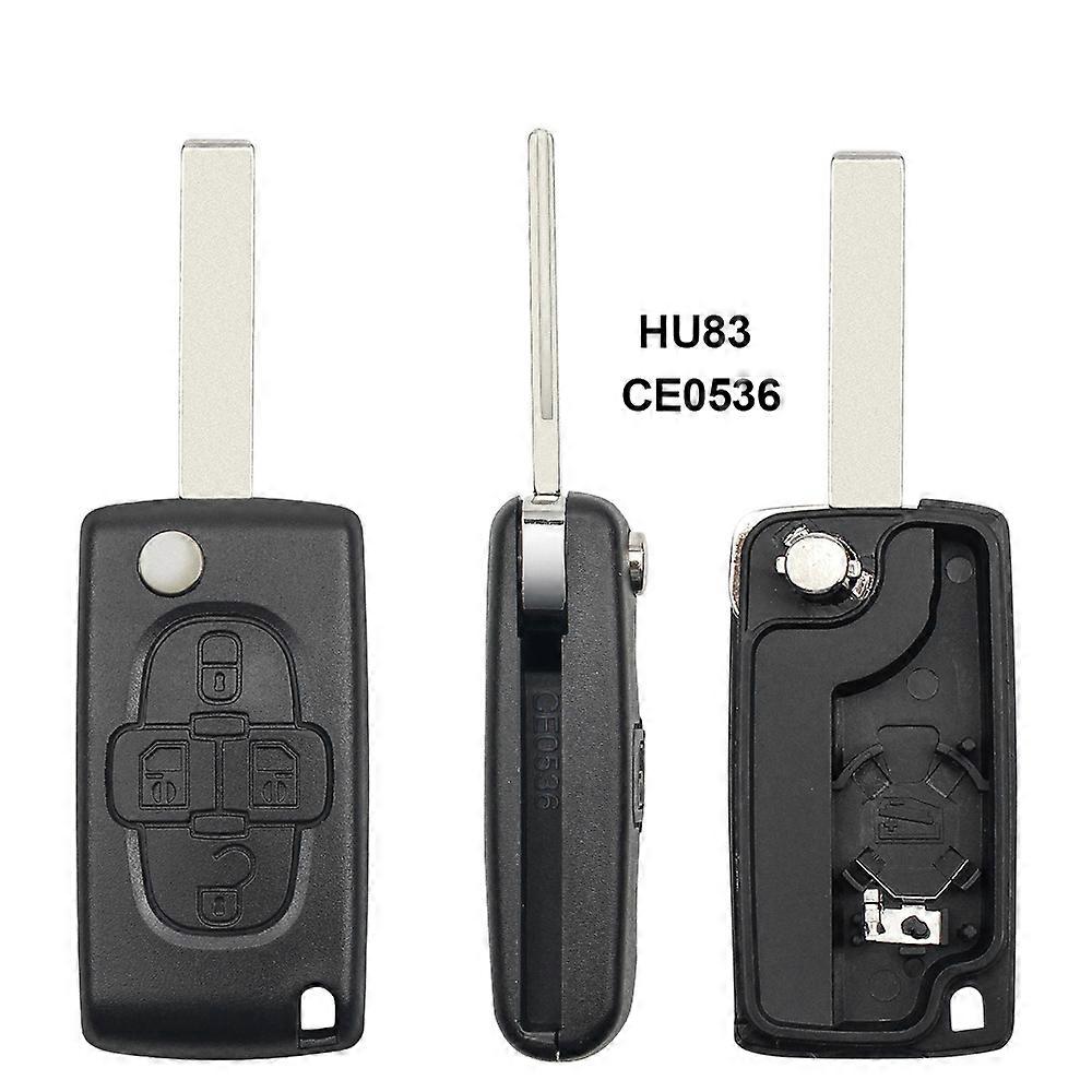 4 Buttons Flip Floding Remote Key Fob Case Shell Fob For Peugeot 1007 For Citroen C8 Uncut Blade With Groove CE0523