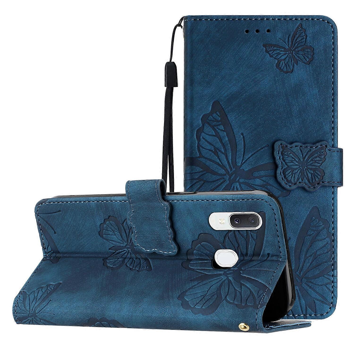 Case for Samsung Galaxy A20/A30 Flip Folio Cover with Butterfly Embossed PU Leather Kickstand Compatible with Samsung Galaxy A20/A30 Case