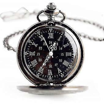 Pocket Watch Quartz Pocket Watch Classic Retro Roman Numerals Pocket Watch Black (hy)