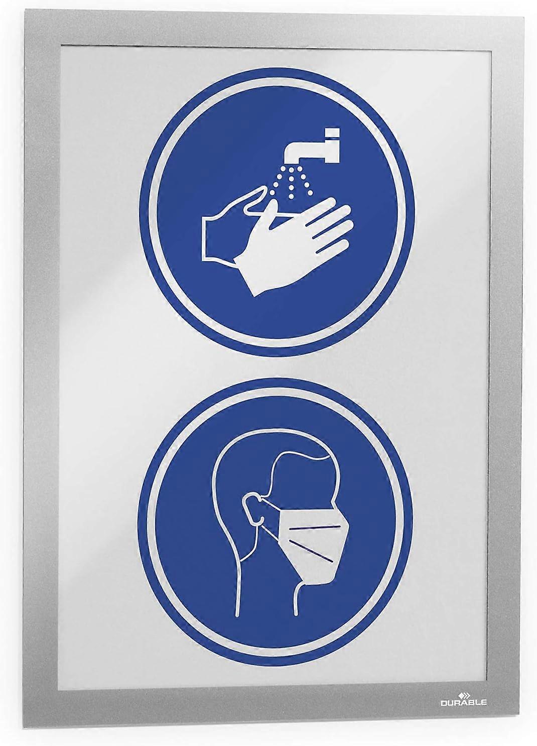 (2pcs)Durable Display Frame Adhesive Pouch A4 Plastic Gray