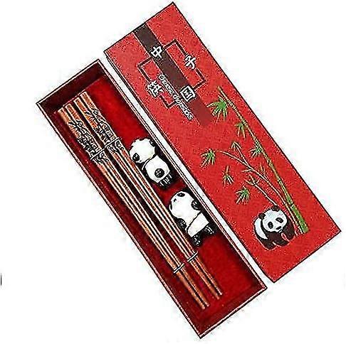 Cute Panda Chopsticks, MHKBD Chopsticks with Case Reusable Wooden Chopsticks with Cute Panda Holders Gift for Valentine's Day, Perfect for Panda Perso